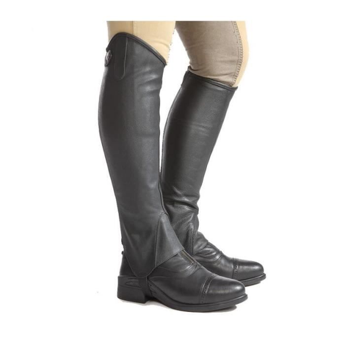 Mini-chaps cuir équitation adulte 560 noir - Noir fum - Fouganza
