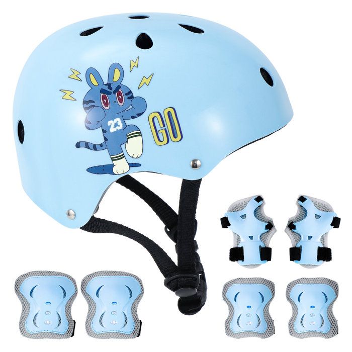 7 Pcs Enfants Équipement de Protection Set Roller Skate Casque Coude  Poignet Genouillet Pour Skateboard Cyclisme Patinage Scooter Fz52