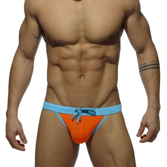 Slip de Bain Homme Taille Elastique avec cordon Bicolore Maillot de Bain Sechage RapideVacances Natation