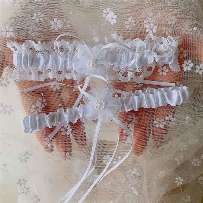 Porte-Jarretelles Femme Mariage – Lot De 2, Blanc Dentelle Élastique, Accessoire Nuptial