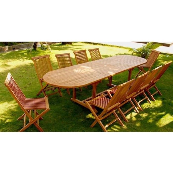Le Morotai 10 Salon De Jardin En Teck Massif Plateau 10 12