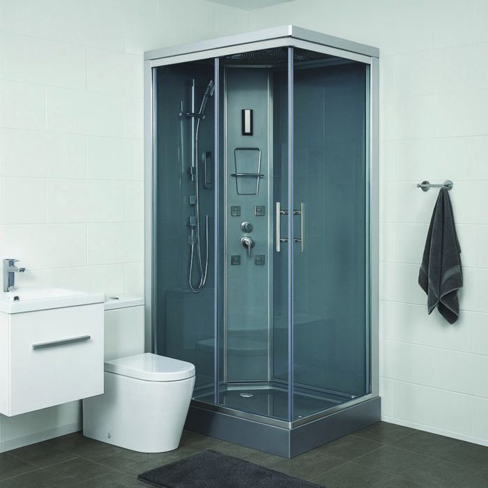 ONDEE ZEN Cabine de douche hydromassante SERY - Porte coulissante - Chromé - 120x80cm