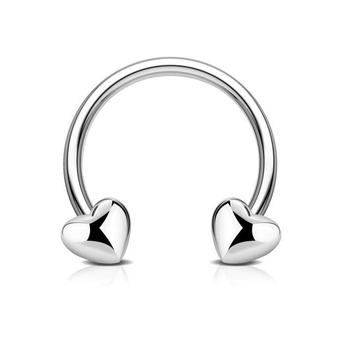 OUFER Piercing Helix 16G avec Cœur Piercing Septum en Acier Inoxydable 316L Piercing Oreille Cartilage Daith Anneau de Nez