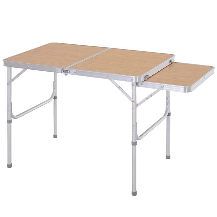 Outsunny - table pliable - Aluminium - 90x60x70cm - Beige