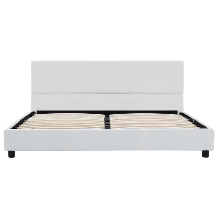 JIM - MEUBLE LIT - Cadre de lit Blanc Similicuir 120 x 200 cm(4916)