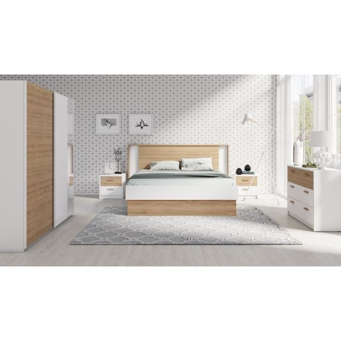 Chambre à coucher complète SIMPLA. Lit 160x200 cm (avec LED) + sommier