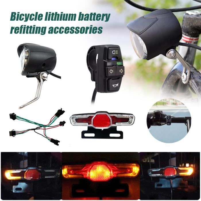 Kit d'éclairage pour vélo électrique, 36 V/48 V Ebike Phare feu