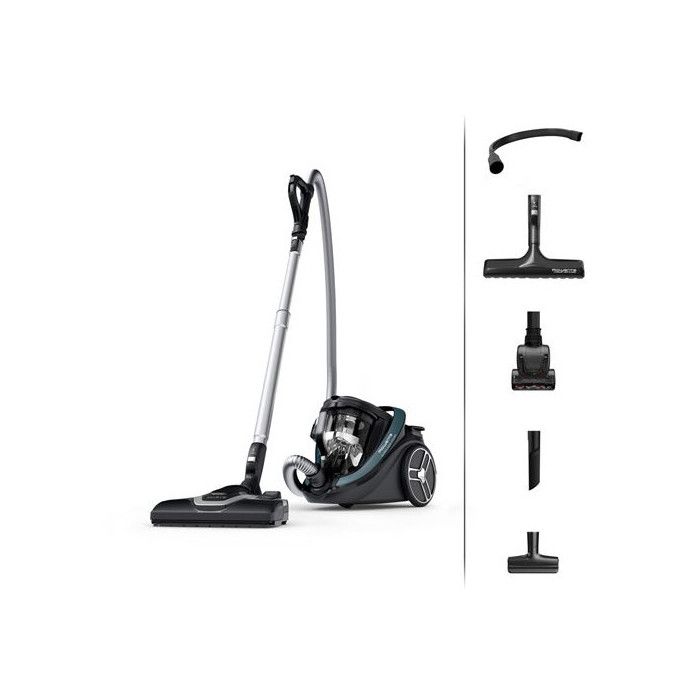 Aspirateur sans sac Rowenta Silence Force Cyclonic Effitech Modèle Total  Clean RO7961EA 500 W Noir et Bleu Gris