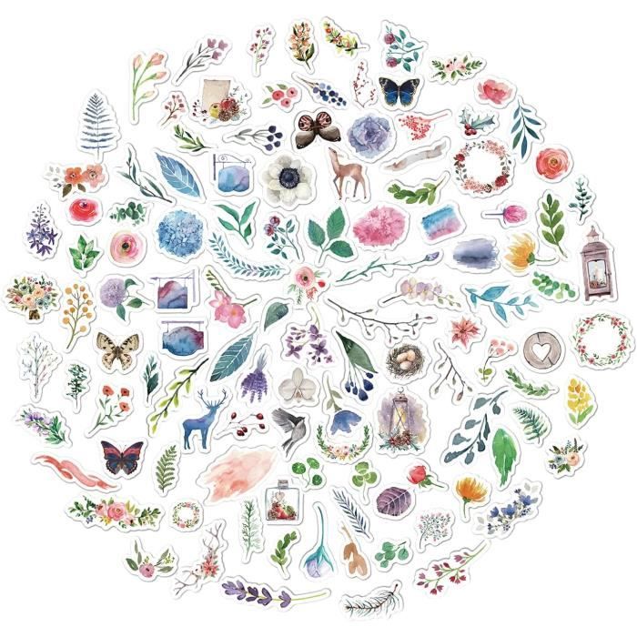 Autocollants Voiture Hibiscus Fleurs Papillons – Lot 15 Stickers Déco Vintage Rétro