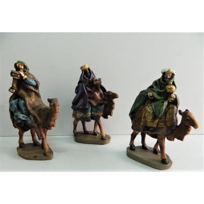 Figurines Creche 3 Mages À Dos De Chameau Santons Pour Crèche De Noël