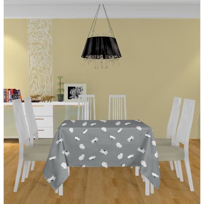 Polyester Soleil docre Nappe Anti-t/âches 180x180 cm PETALE Gris