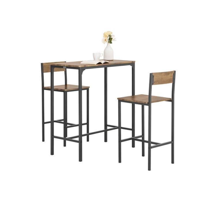 sobuy ogt03-xl lot table et chaises de bar de style industriel ensemble table de bar + 2 chaises table mange-debout