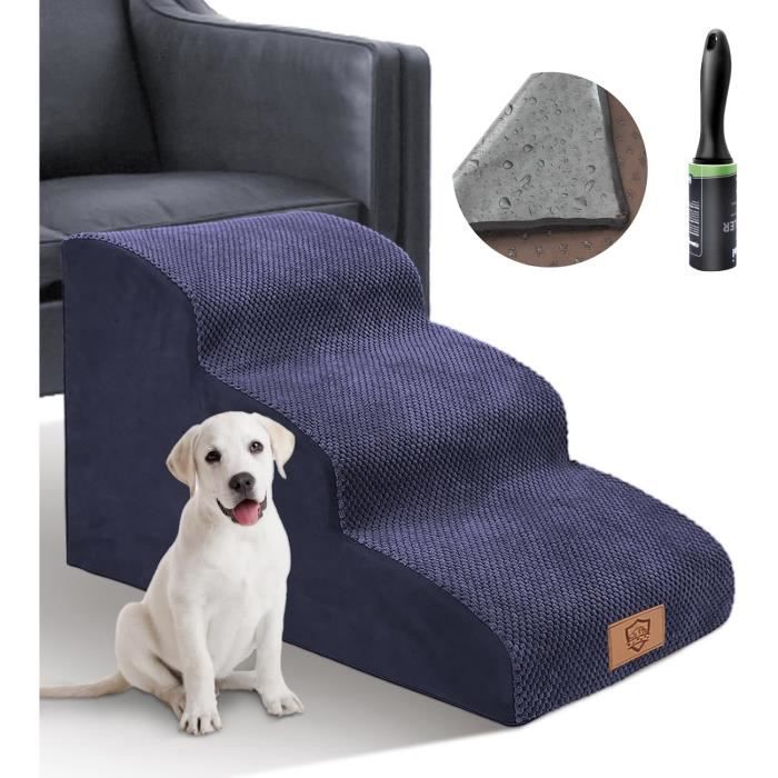 Masthome Escalier pour Chien à 3 Marches, Rampe pour Chien en Mousse avec Housse Amovible et