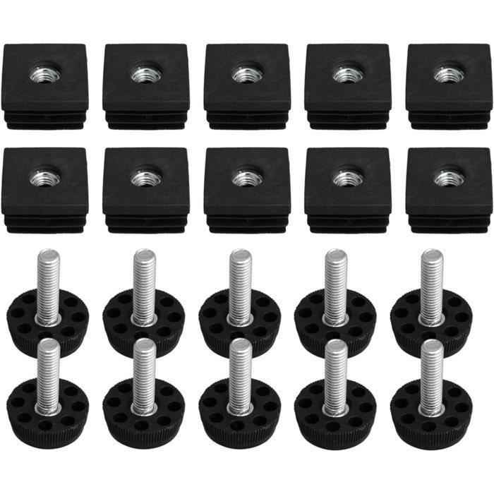 BQLZR Lot De 10 Bouchons D'obturation Pour Pieds De Meubles En Plastique Noir M8 40 Mm X 40 Mm