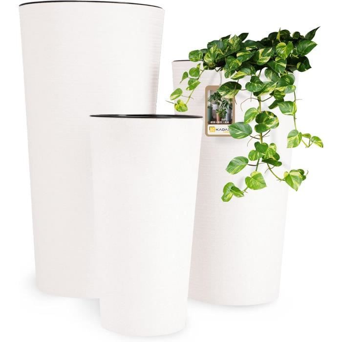 KADAX Pot de Fleurs avec Support Blanc set 18 20cm