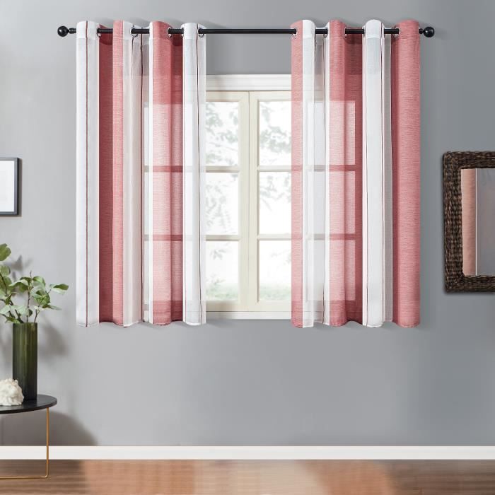 Lot De 2 Rideaux Voilages Transparents - 100x200cm, Jaune Clair, Pour Salon Chambre