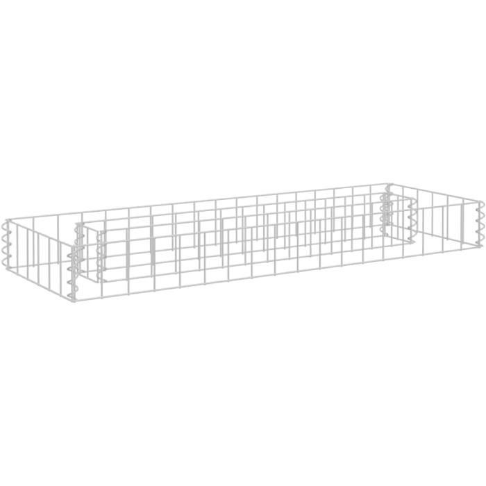 Jardinière à Gabion En H - 260x40x60cm, Acier Résistant, Pour Parterres Surélevés