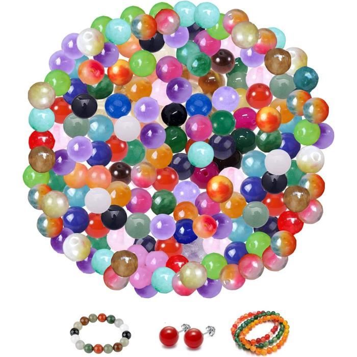 100 Perles Baril 8x12mm - Pierres Semi-précieuses 5 Couleurs - Pour Bracelets, Bijoux DIY, Art Bouddhiste - 1