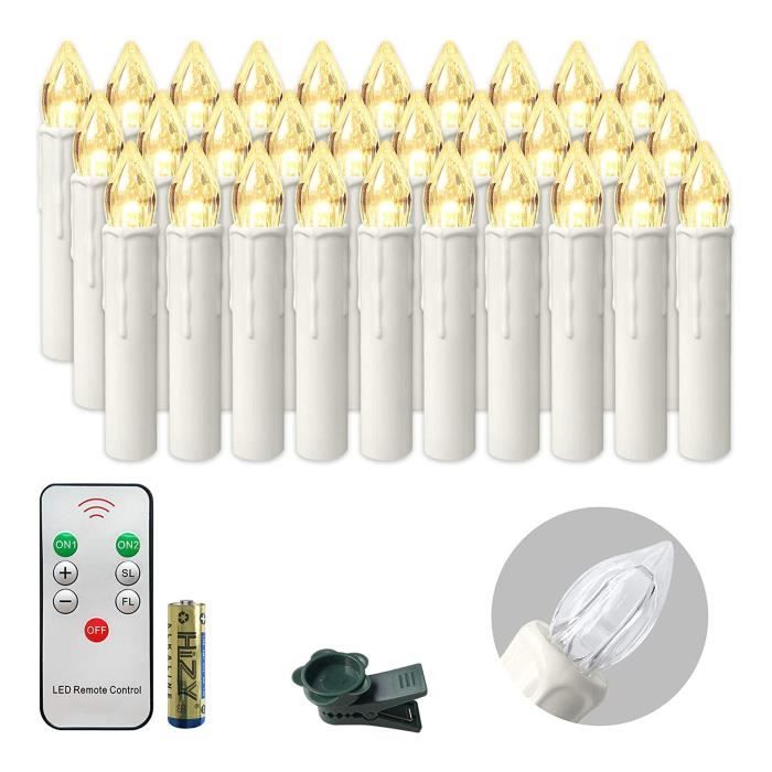 50x Bougies LED de Noël Bougies d'arbre de Noël sans fil avec minuterie