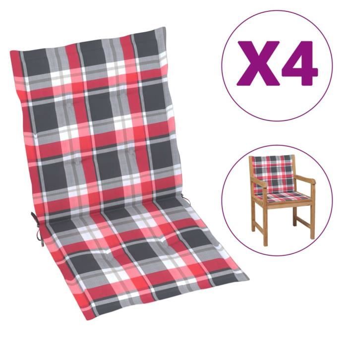 LILENO HOME Coussin Pour Chaise Longue De Soleil Rouge à Carreaux - Rembourré Confortable 188x60x5 Cm - Idéal Plage Et Jardin