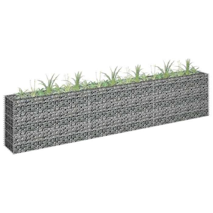 vidaXL Lit Surélevé à Gabion Parterre de Fleurs Plantes Jardin Terrasse Extérieur Arrière cour Jardinière Acier Galvanisé 145638