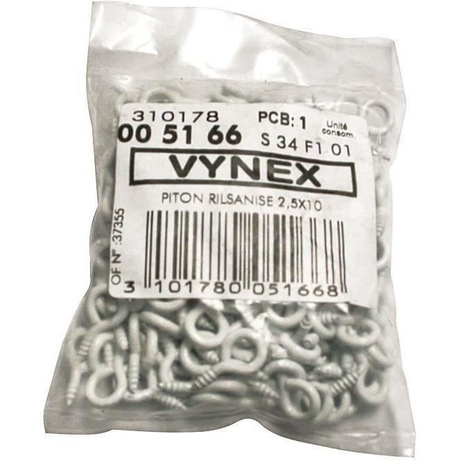 Piton à vis - lot de 200 - acier rilsanisé - 2.5x10 mm