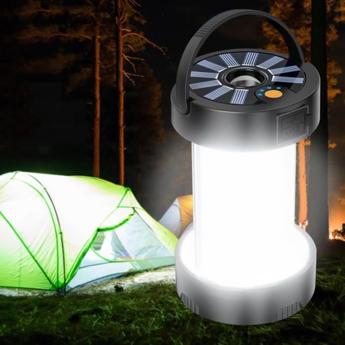 Lampe de camping à lumière solaire LED Lanterne rechargeable par USB