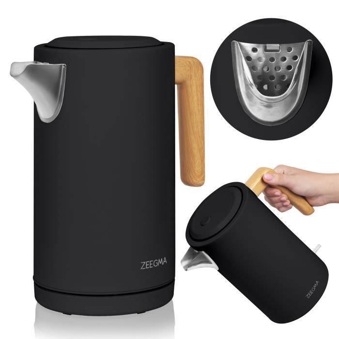 Bouilloire électrique Huslog 1,7L - 2200W - Design Noir Moderne - Couvercle Amovible - Base Pivotante