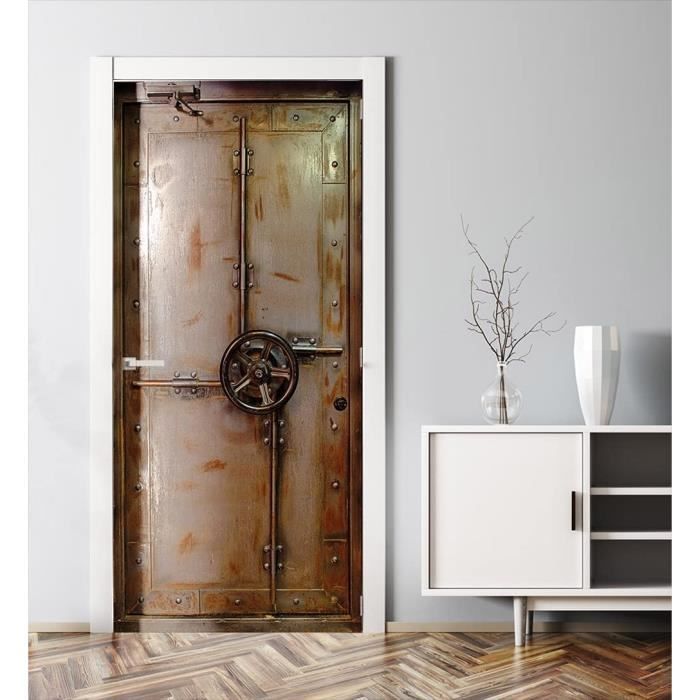Sticker adesivi per porte, Trompe L'Oeil Wood Porta aperta sul sentiero
