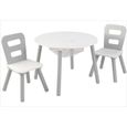 KidKraft - Ensemble table ronde avec rangement + 2 chaises - Gris et blanc-1