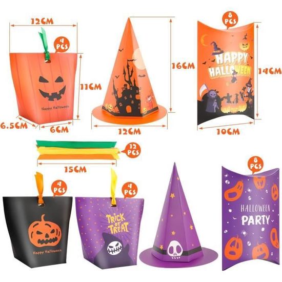 Lot De 12 Sacs Cadeaux D'Halloween En Papier Avec Poignée, Sacs à