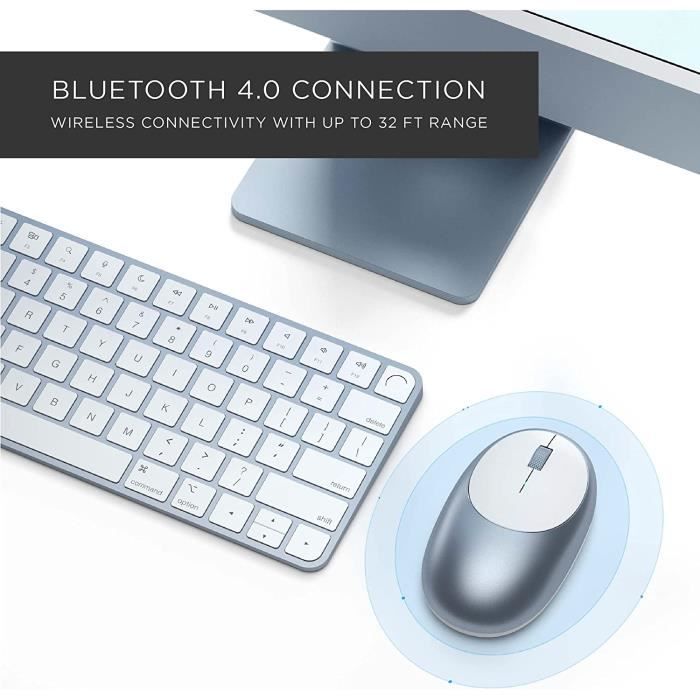 Souris sans fil Bluetooth aluminium M1 avec port de type C rechargeable -  pour MacBook Pro/Air M2/M1, M2/M1 iPad