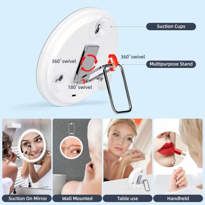 Miroir Grossissant De Maquillage 30X Avec Ventouse - 6 Pouces, Rond, Idéal Pour Détails Du Visage
