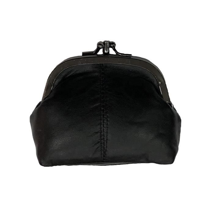 Porte-monnaie Cuir Agneau LOLUNA Mini Fermoir Clic-Clac Rétro