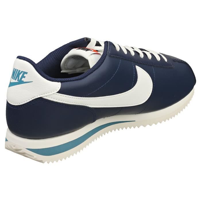 Baskets Nike CORTEZ Homme Marine Blanche Cuir Lacets Marine blanche Cdiscount Chaussures
