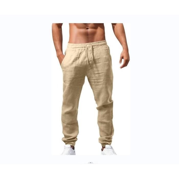 Pantalon Lin Homme Ete AUTREMENT Cargo Taille Elastique Leger Confortable Respirant Couleurs multiples Cdiscount Pret a Porter