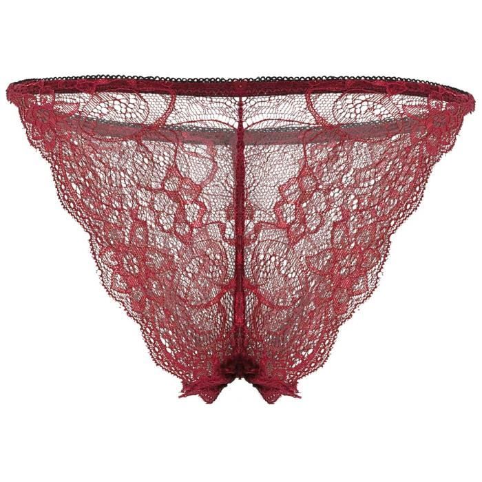 Shorty en dentelle bordeaux femme