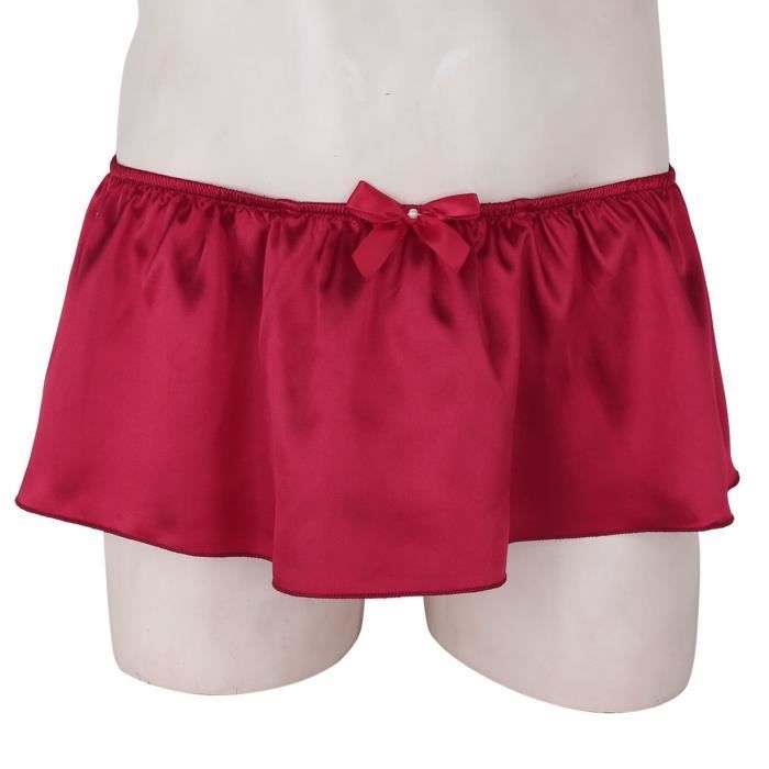 Iixpin Sissy Homme String Sexy Jupe Bas de Pyjama Short Satin Sous vetement Lingerie Slip M XL Bordeaux Bordeaux Cdiscount Pret a Porter