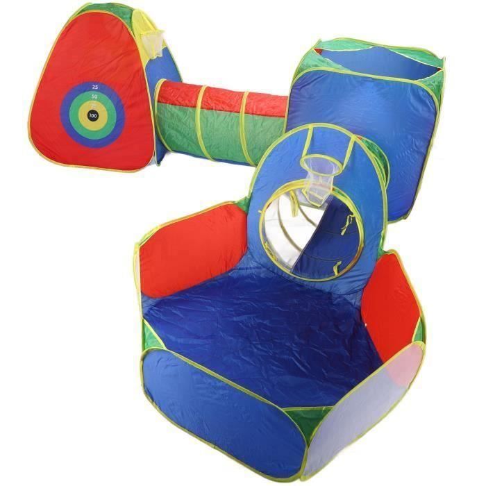 Tente Tunnel De Jeu 3 En 1 Pour Enfants – Pop-up Intérieur/extérieur – 3 Sections, Comprenant Sac De Transport Et Sangles – Cadeau 3 Ans+