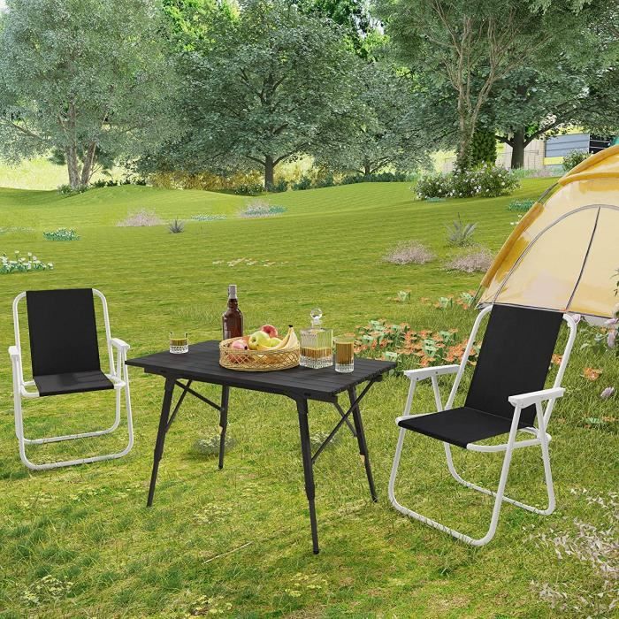 WOLTU Chaise Pliante De Camping – Dossier Réglable 90-155°, Appui-tête, Poche, Porte-gobelet, Sac Transport, Gris, 150 Kg