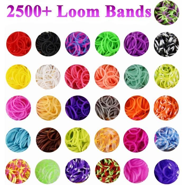 Kit Bracelets Élastiques Enfant 2500+ Élastiques - Coffret Créatif DIY Pour Filles 5 à 12 Ans