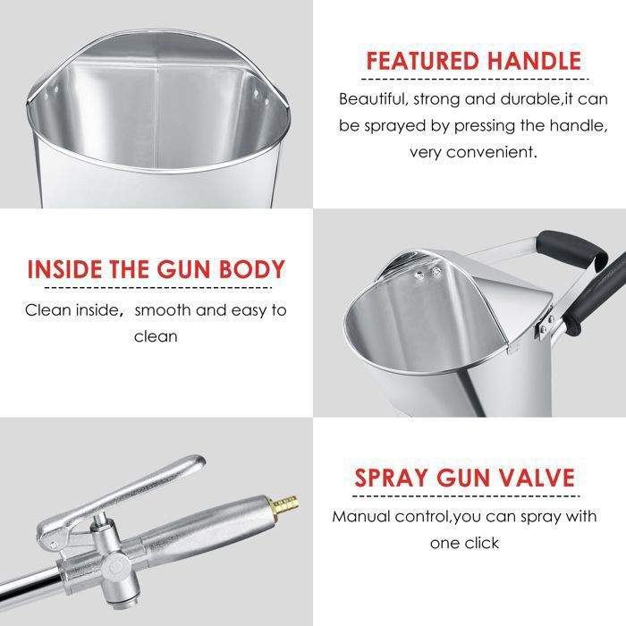 Pistolet à Crépir Ciment/mortier - 4 Trous, Capacité 5L, Acier Inox + Cuivre - Garantie 2 Ans