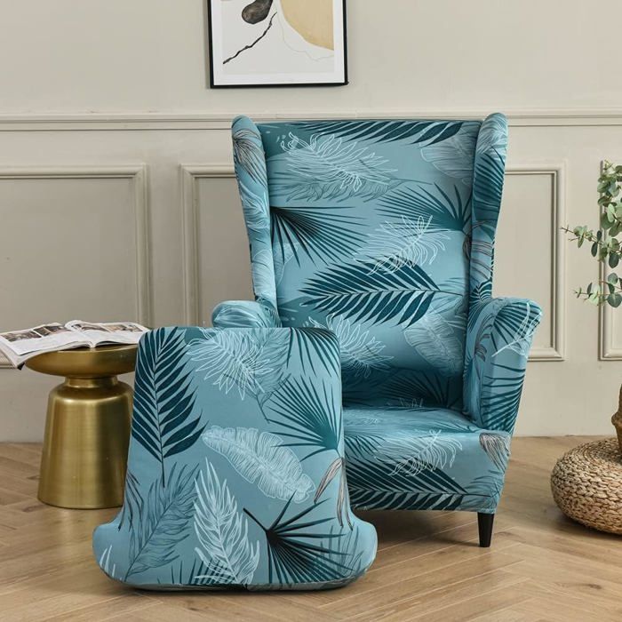 Housse Fauteuil à Oreilles 2 Pièces Housses Fauteuil à Oreilles Extensibles 2 Pièces – Jacquard Imprimé, Protège & Décore