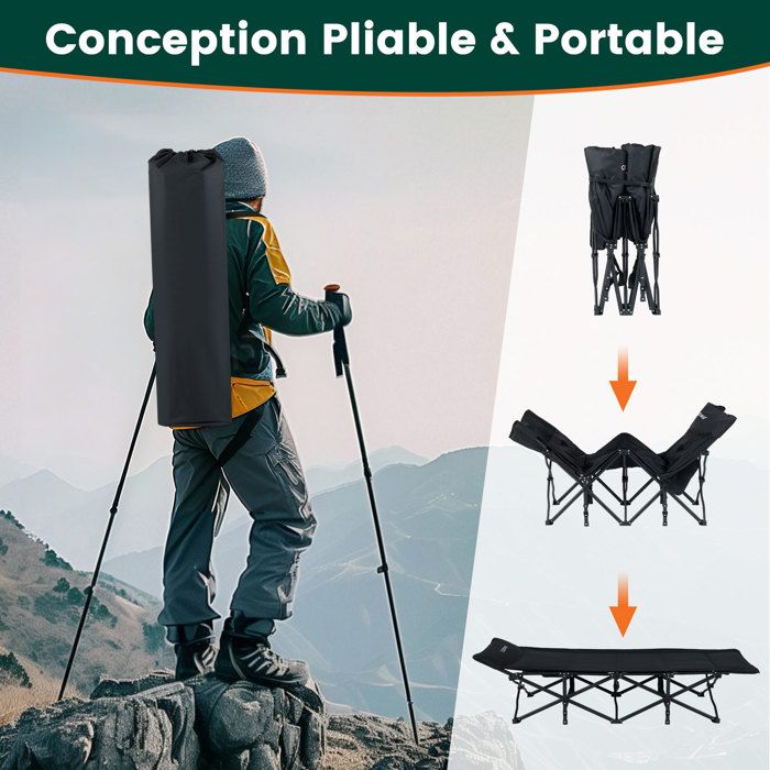 2 En 1 Lit De Camp Pliable 1 Personne, 2 Hauteurs Réglables Avec Pieds Amovible 70x193 2 En 1 Lit De Camp Pliable 1 Personne, 2 Hauteurs Réglables Avec Pieds Amovible 70x193