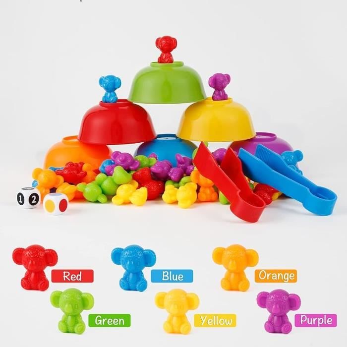 StarryTiger Jeux Montessori 2 3 4 5 Ans, 46 Pièces Transport Jouet Avec Tasses Et Des Et Pinces Pour Comptage Et Tri Jeu Edu Amz