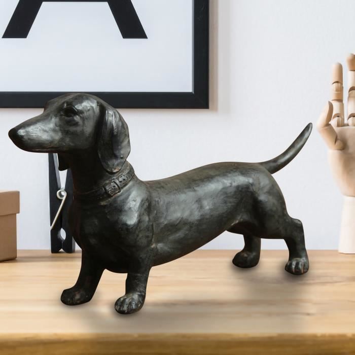 Statue d'ornement de teckel en résine chien de style antique à