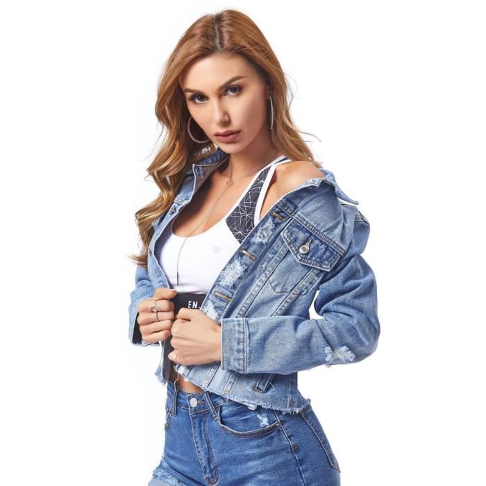 Veste jean on sale déchiré