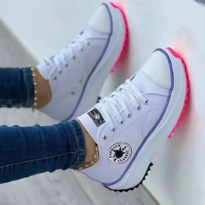 Basket toile blanche femme compensée cheap