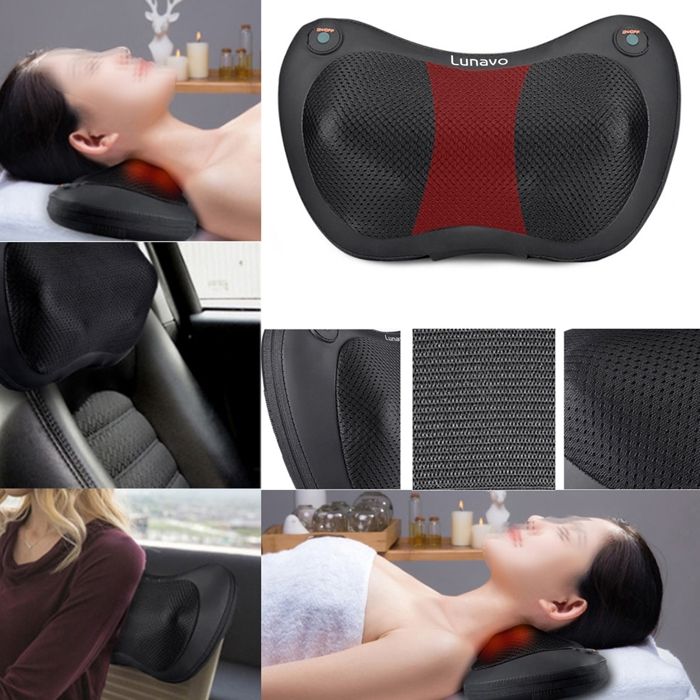 Oreiller Massant Cervical Électrique - Chauffant, 3 Modes - Mousse Mémoire Ergonomique - Pour Nuque, Épaules, Dos
