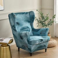 Housses De Chaise à Oreilles GYHH | Velours Jacquard Extensible | 2 Pièces (dossier + Assise) | Lavable | Bleu Marine